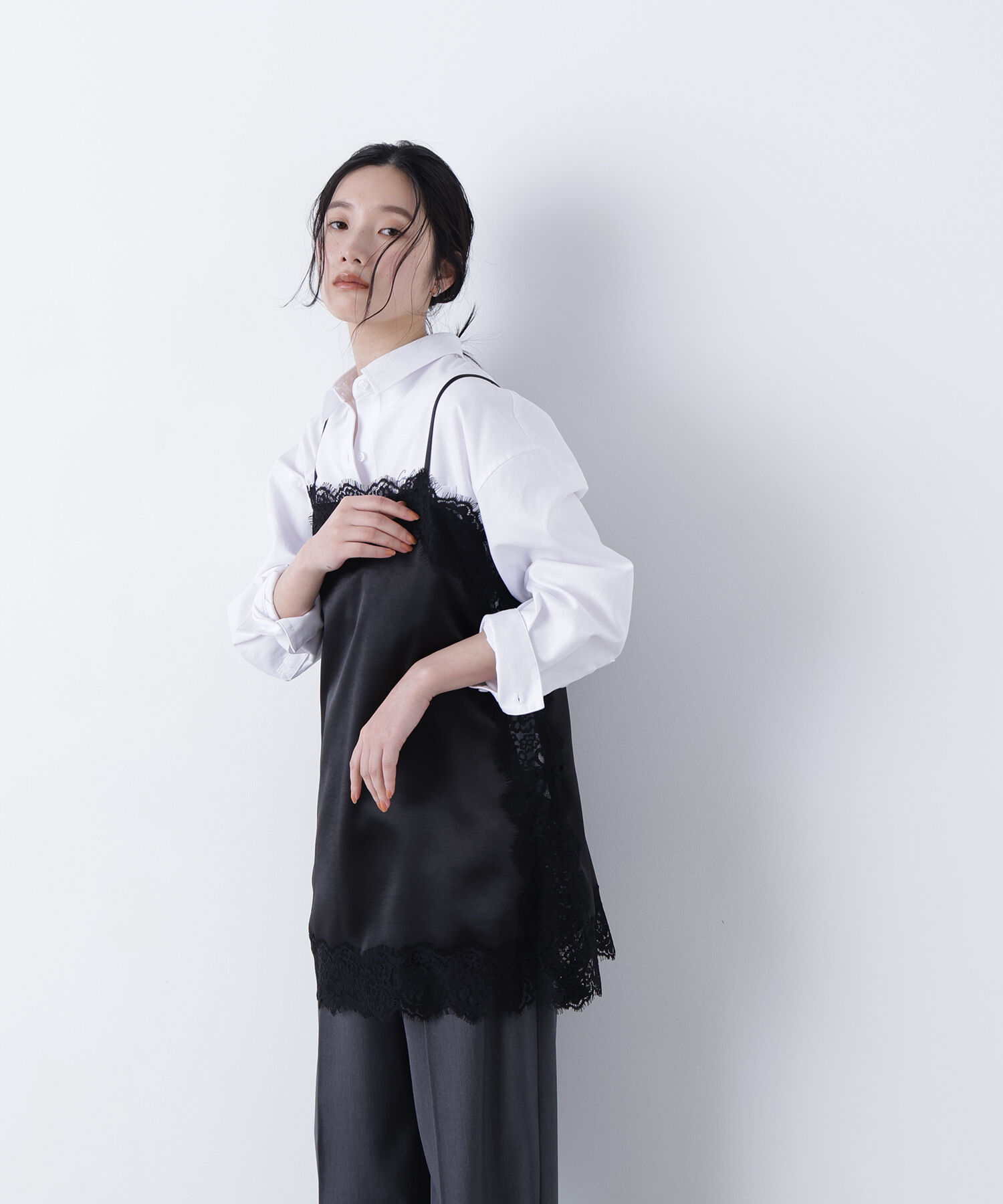  「〈N.〉サテンレースキャミソール」|シャツ・ブラウス|