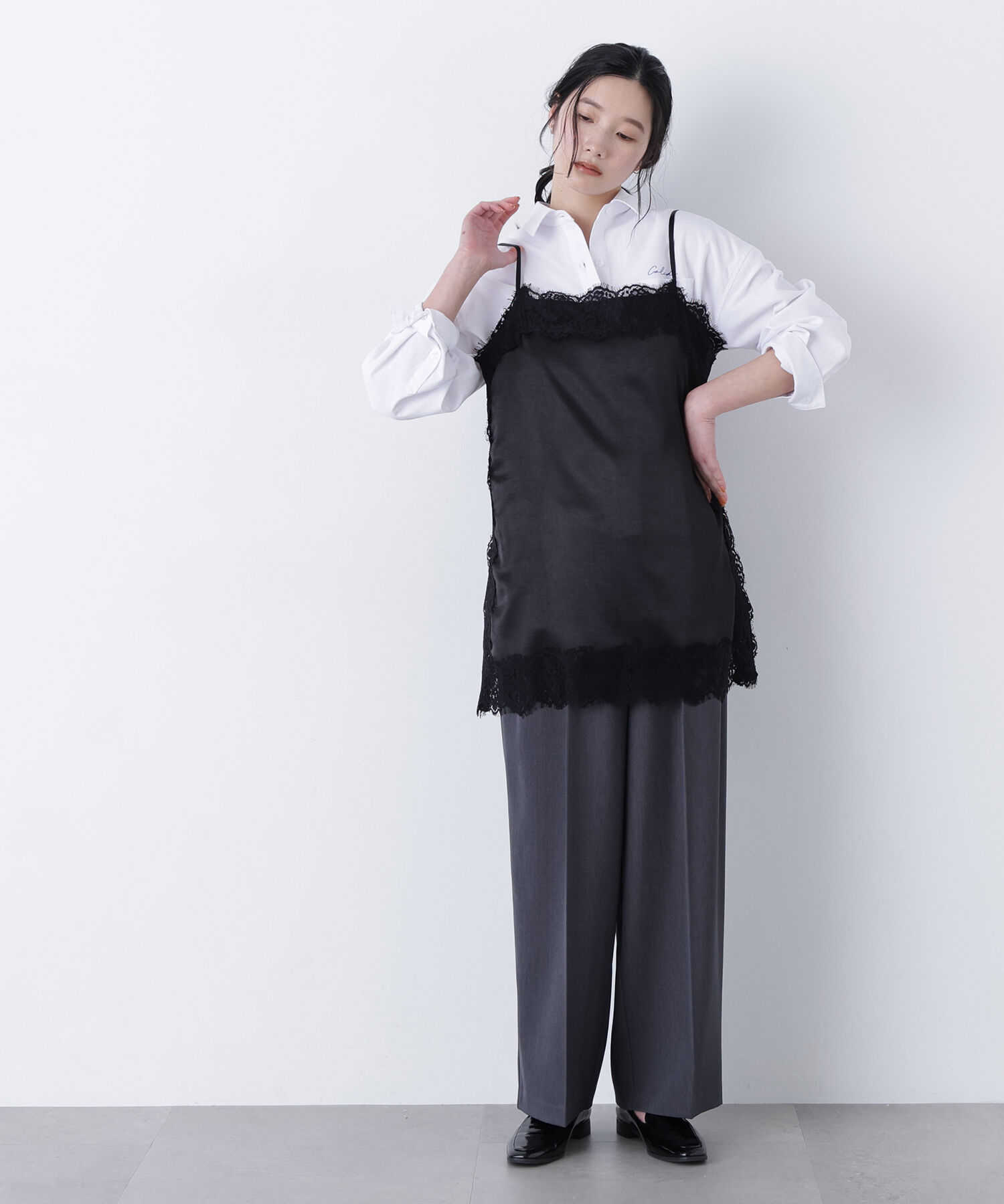  「〈N.〉サテンレースキャミソール」|シャツ・ブラウス|