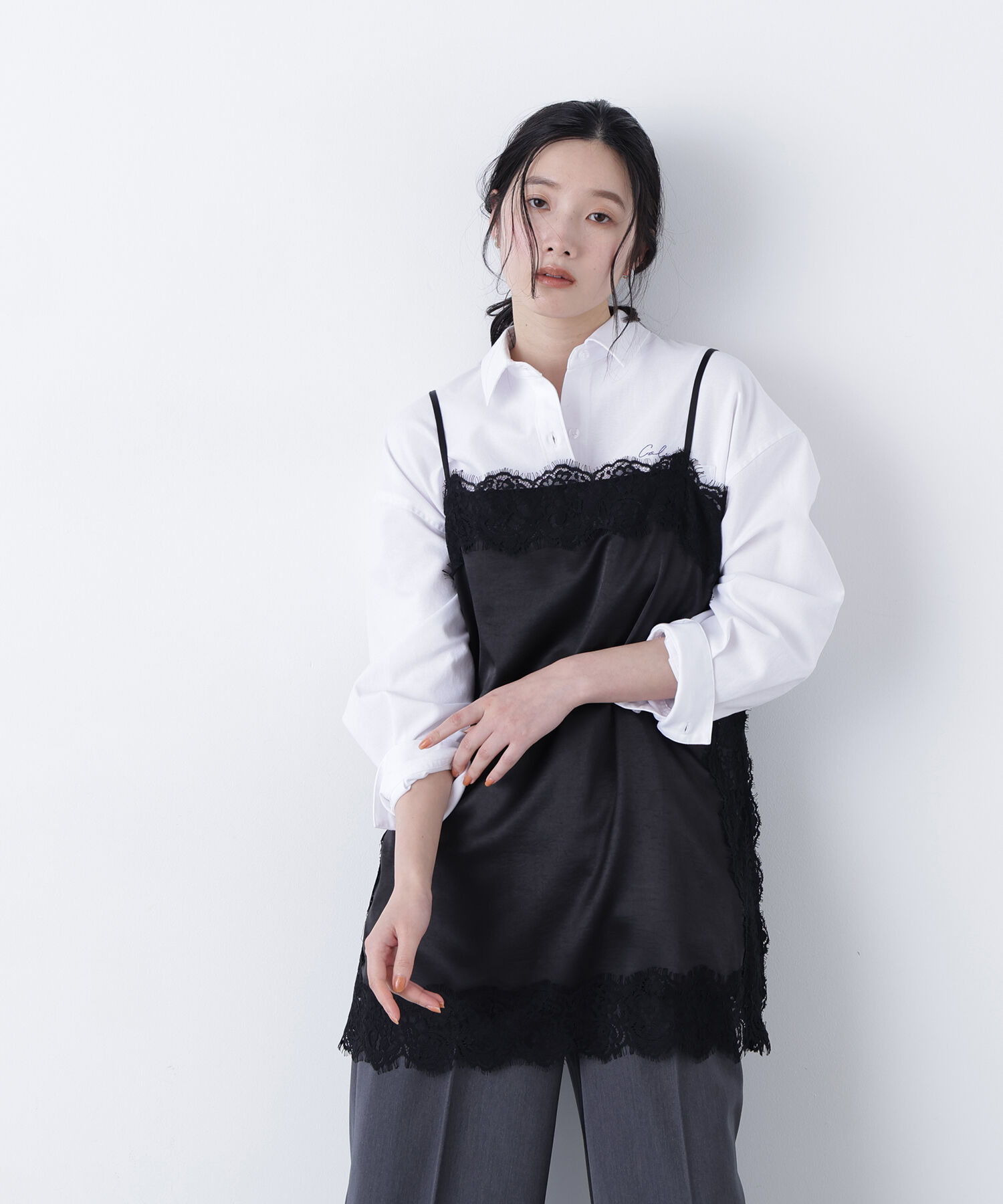  「〈N.〉サテンレースキャミソール」|シャツ・ブラウス|