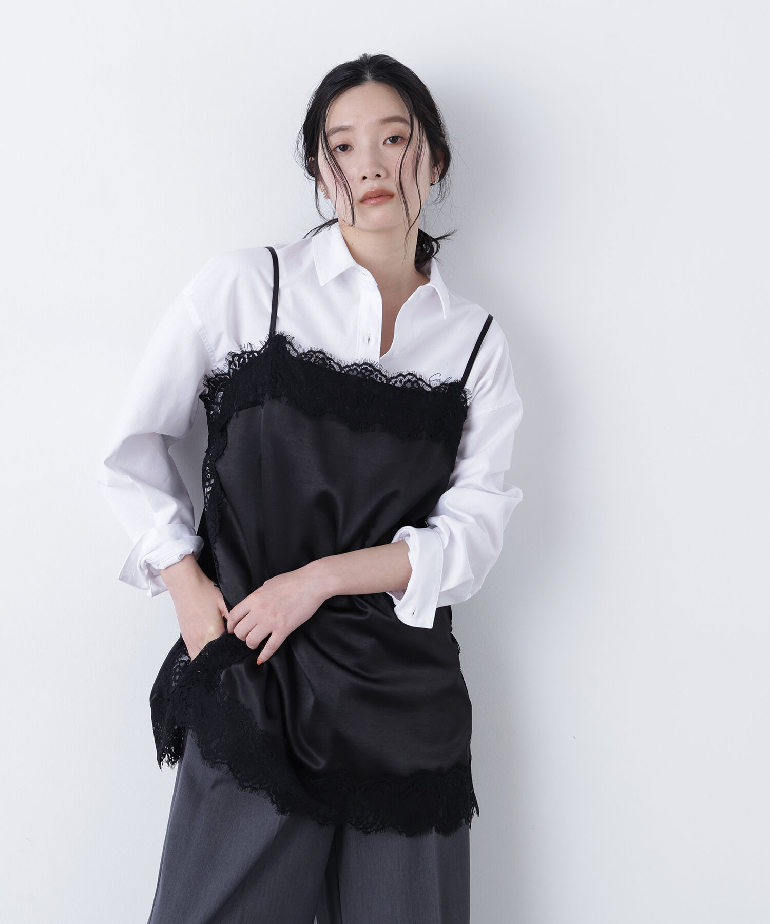  「〈N.〉サテンレースキャミソール」|シャツ・ブラウス|