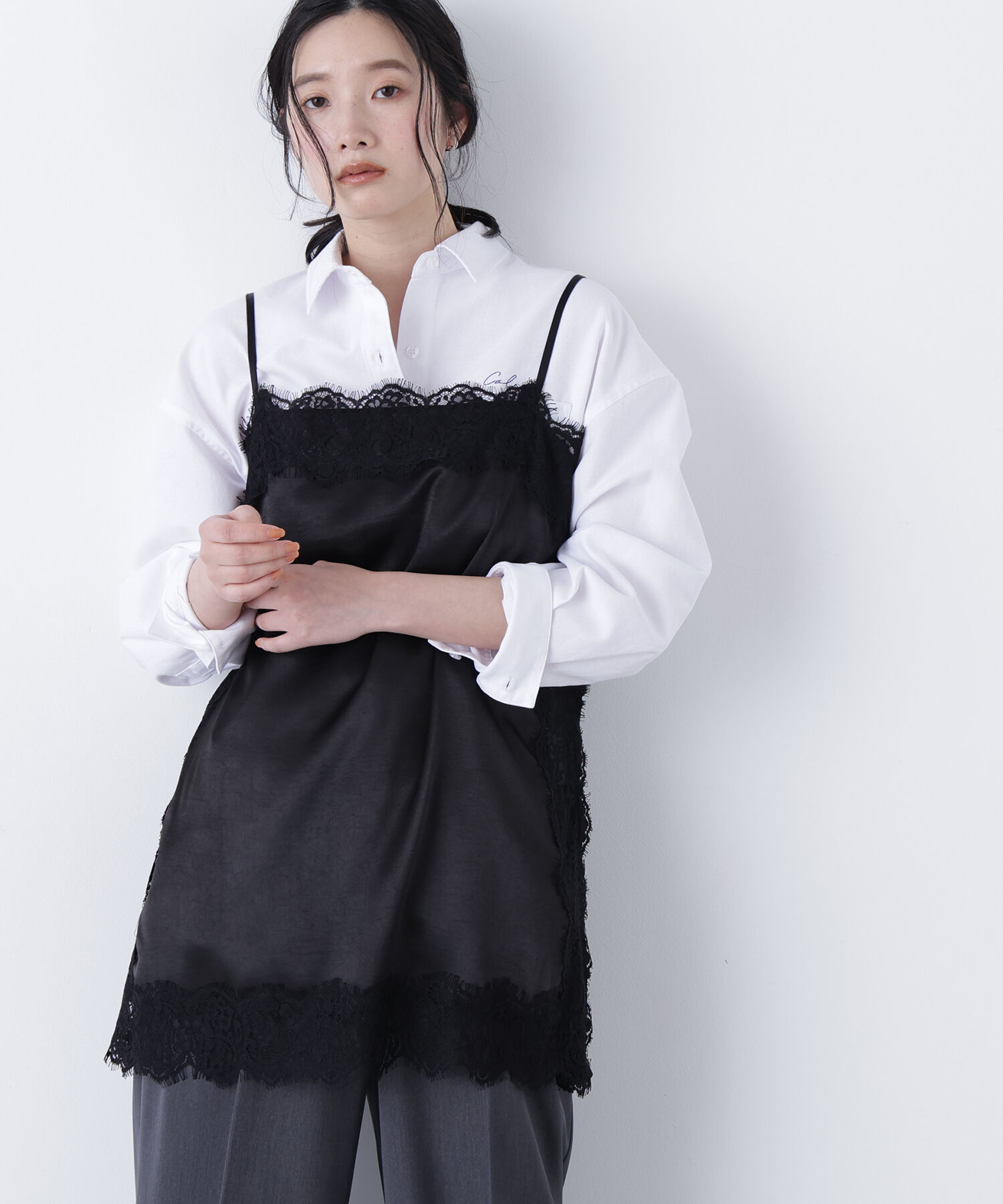  「〈N.〉サテンレースキャミソール」|シャツ・ブラウス|