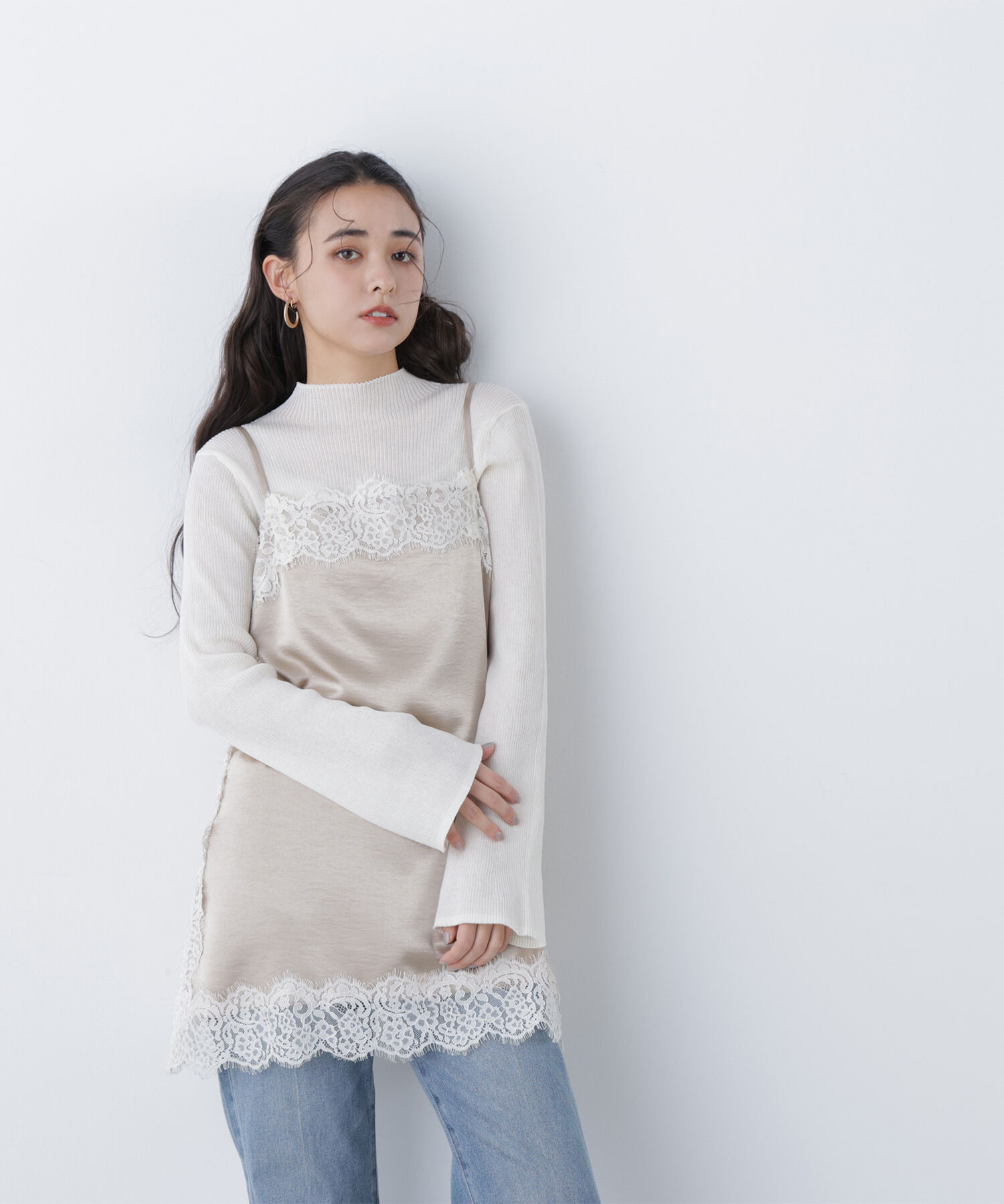  「〈N.〉サテンレースキャミソール」|シャツ・ブラウス|