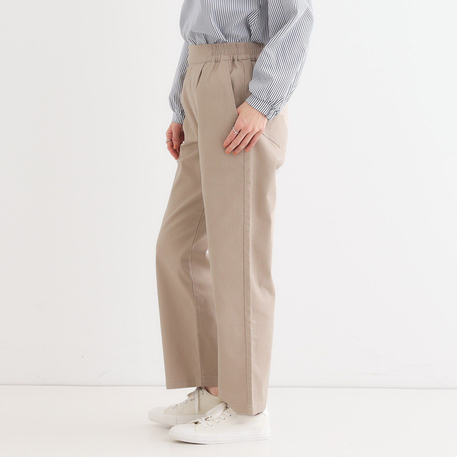 SHOO･LA･RUE「【洗える/S-3L】ストレッチで楽な穿き心地 綿イージーストレートパンツ」|その他|