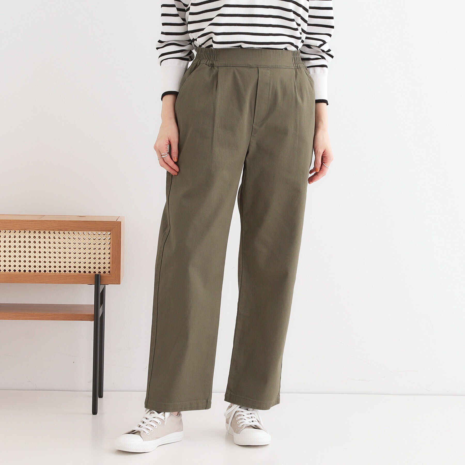 SHOO･LA･RUE「【洗える/S-3L】ストレッチで楽な穿き心地 綿イージーストレートパンツ」|その他|