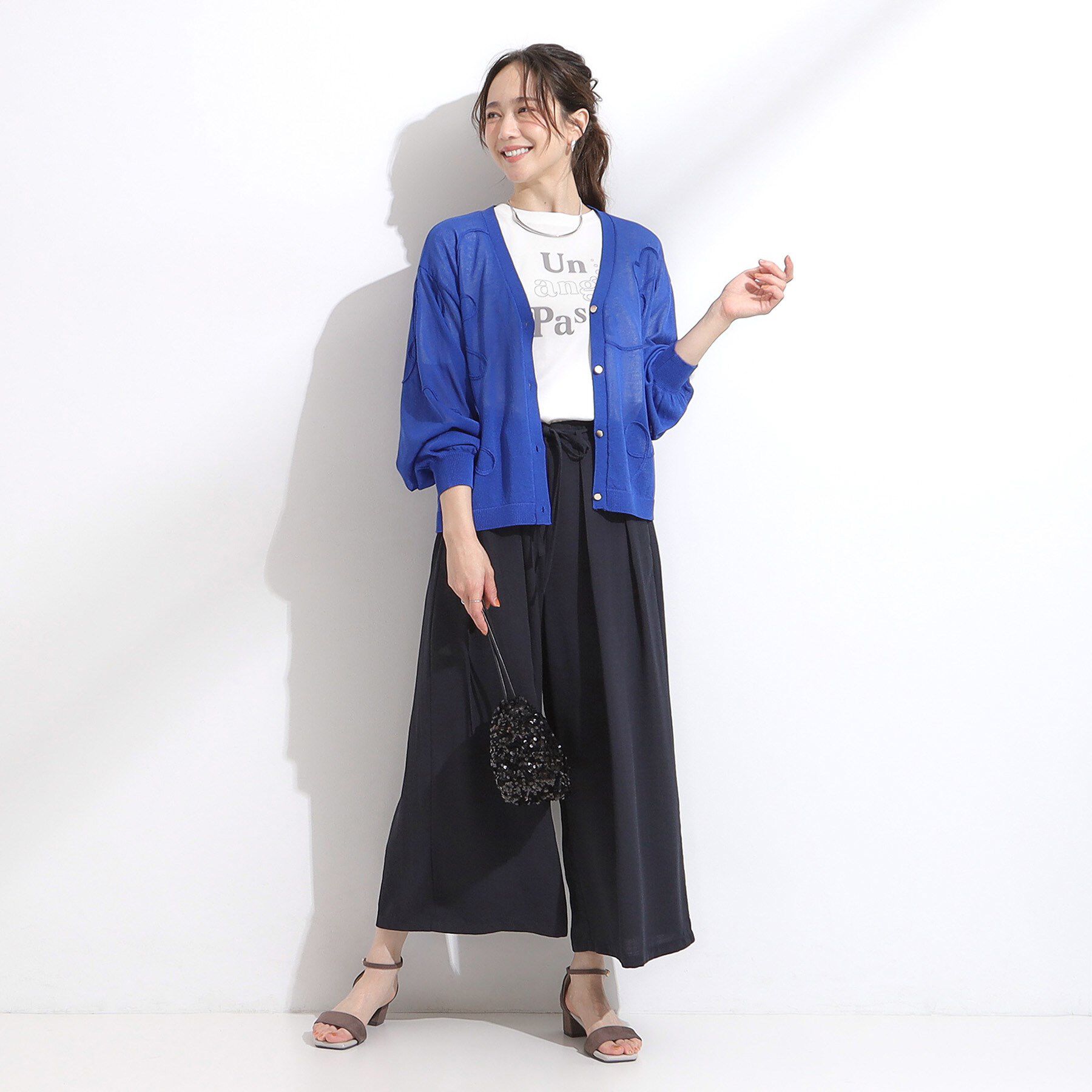 SHOO･LA･RUE「ニュアンスデザインがこなれ見え 刺繍デザイン シアーカーディガン」|カーディガン|