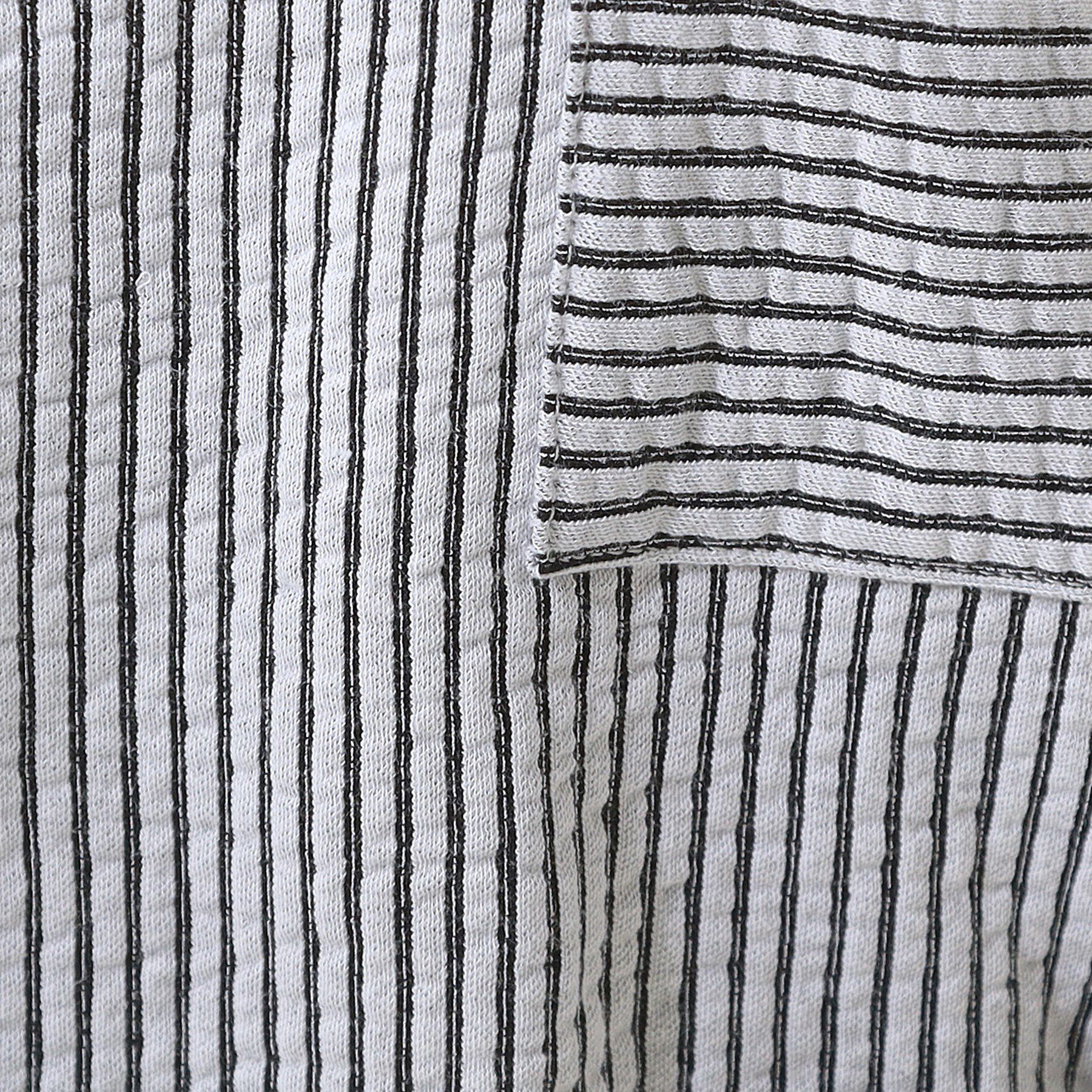 SHOO･LA･RUE「【洗える/S-LL】シルエット変化を楽しめる サッカーストライプ柄スキッパートップス」|Tシャツ・カットソー|