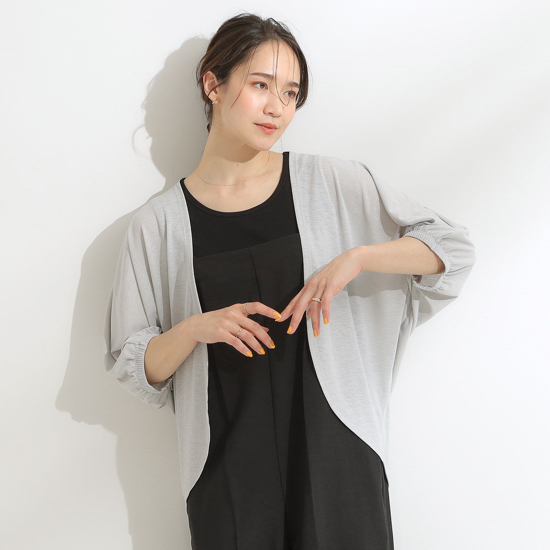 SHOO･LA･RUE「【ひんやり/UV/さらさらタッチ】女性らしさ漂う 5分袖ボレロカーディガン」|カーディガン|