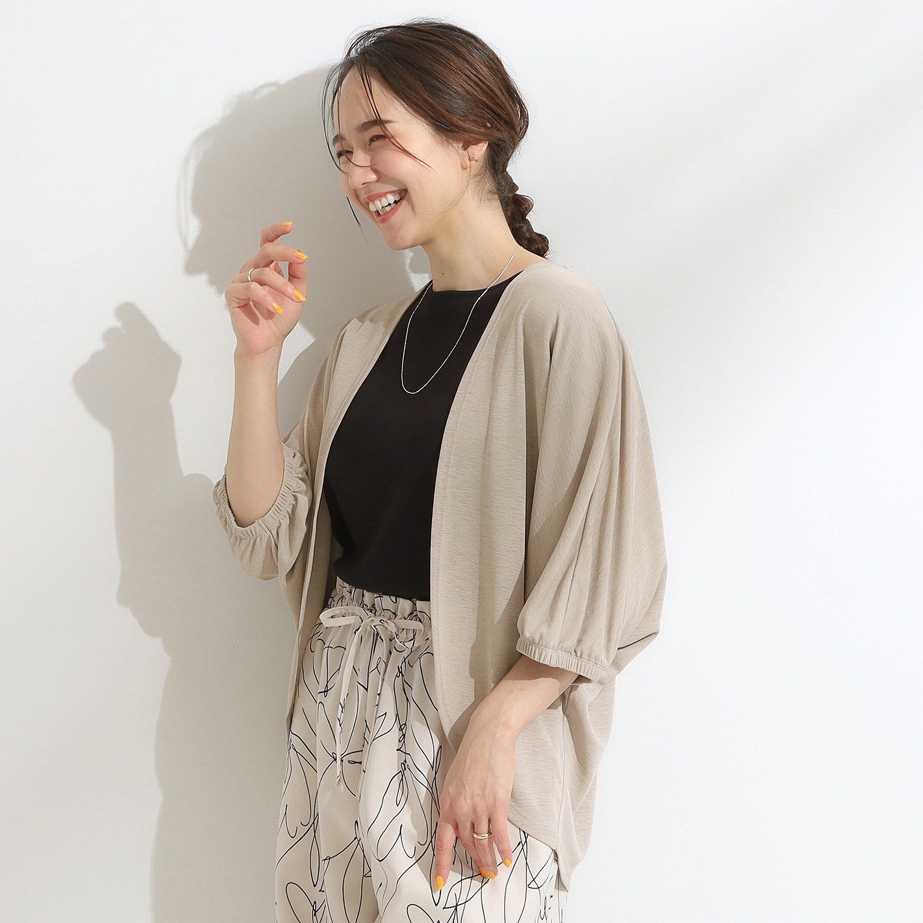 SHOO･LA･RUE「【ひんやり/UV/さらさらタッチ】女性らしさ漂う 5分袖ボレロカーディガン」|カーディガン|