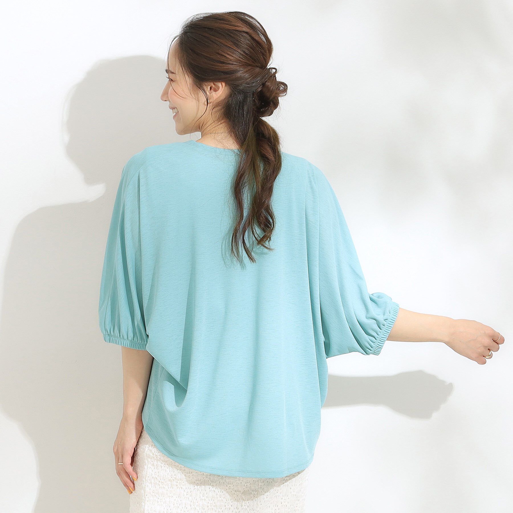 SHOO･LA･RUE「【ひんやり/UV/さらさらタッチ】女性らしさ漂う 5分袖ボレロカーディガン」|カーディガン|