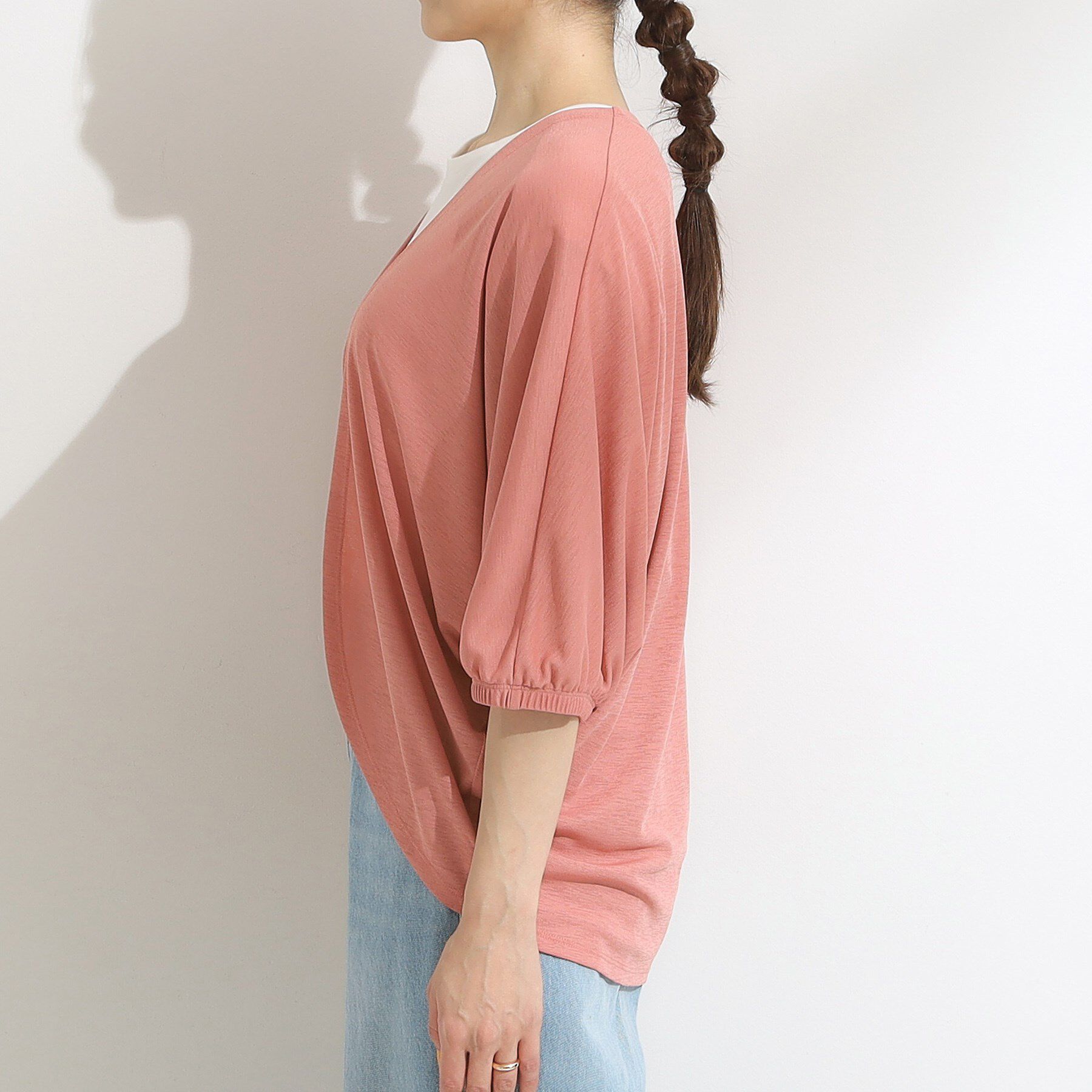 SHOO･LA･RUE「【ひんやり/UV/さらさらタッチ】女性らしさ漂う 5分袖ボレロカーディガン」|カーディガン|