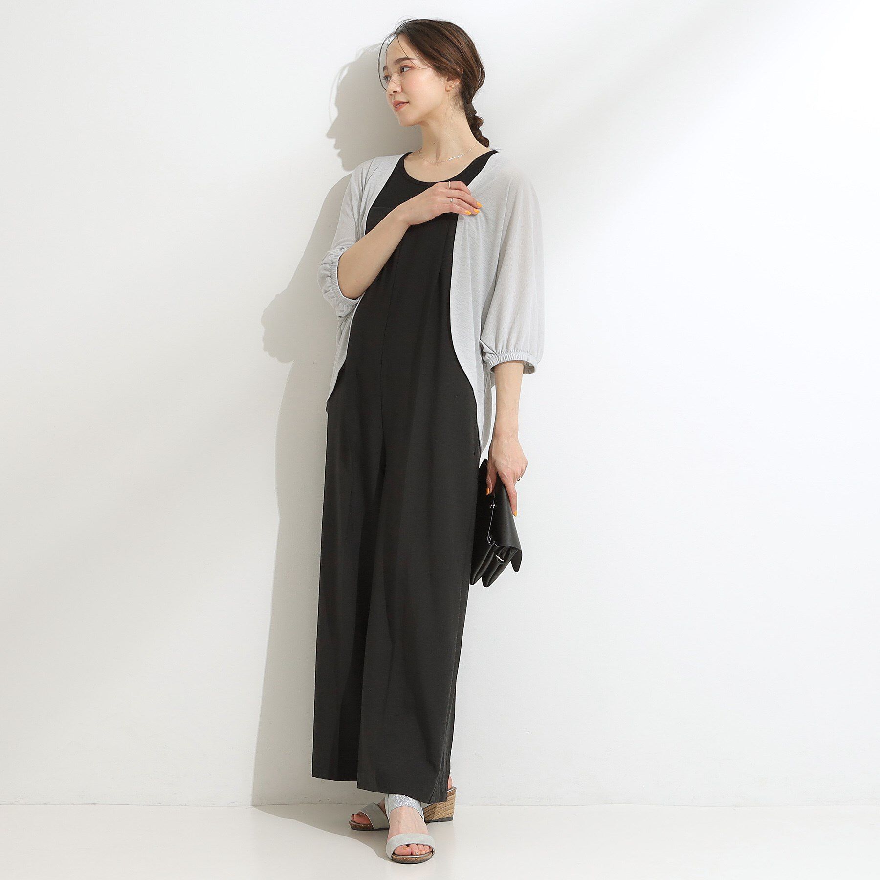 SHOO･LA･RUE「【ひんやり/UV/さらさらタッチ】女性らしさ漂う 5分袖ボレロカーディガン」|カーディガン|