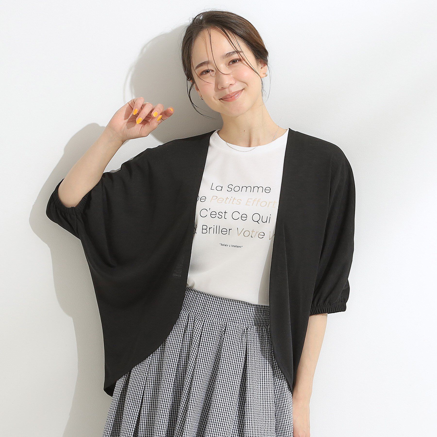 SHOO･LA･RUE「【ひんやり/UV/さらさらタッチ】女性らしさ漂う 5分袖ボレロカーディガン」|カーディガン|