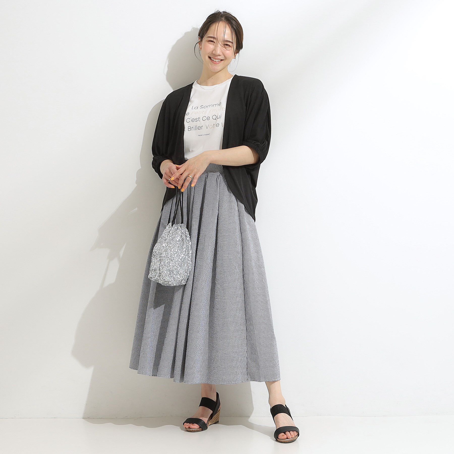 SHOO･LA･RUE「【ひんやり/UV/さらさらタッチ】女性らしさ漂う 5分袖ボレロカーディガン」|カーディガン|