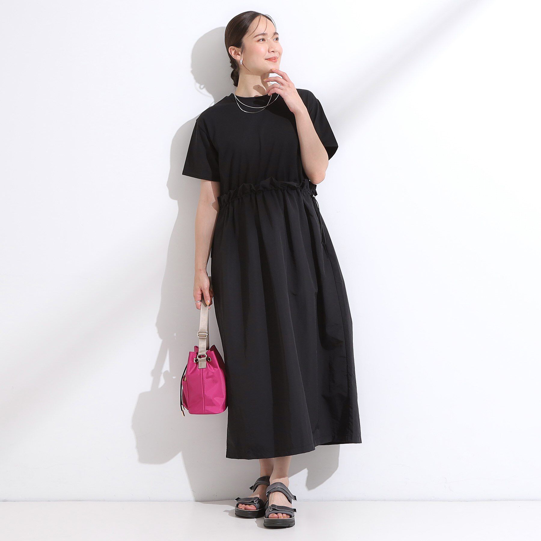 SHOO･LA･RUE「【S-LL】シルエットが変えられる ドッキングワンピース」|ワンピース|