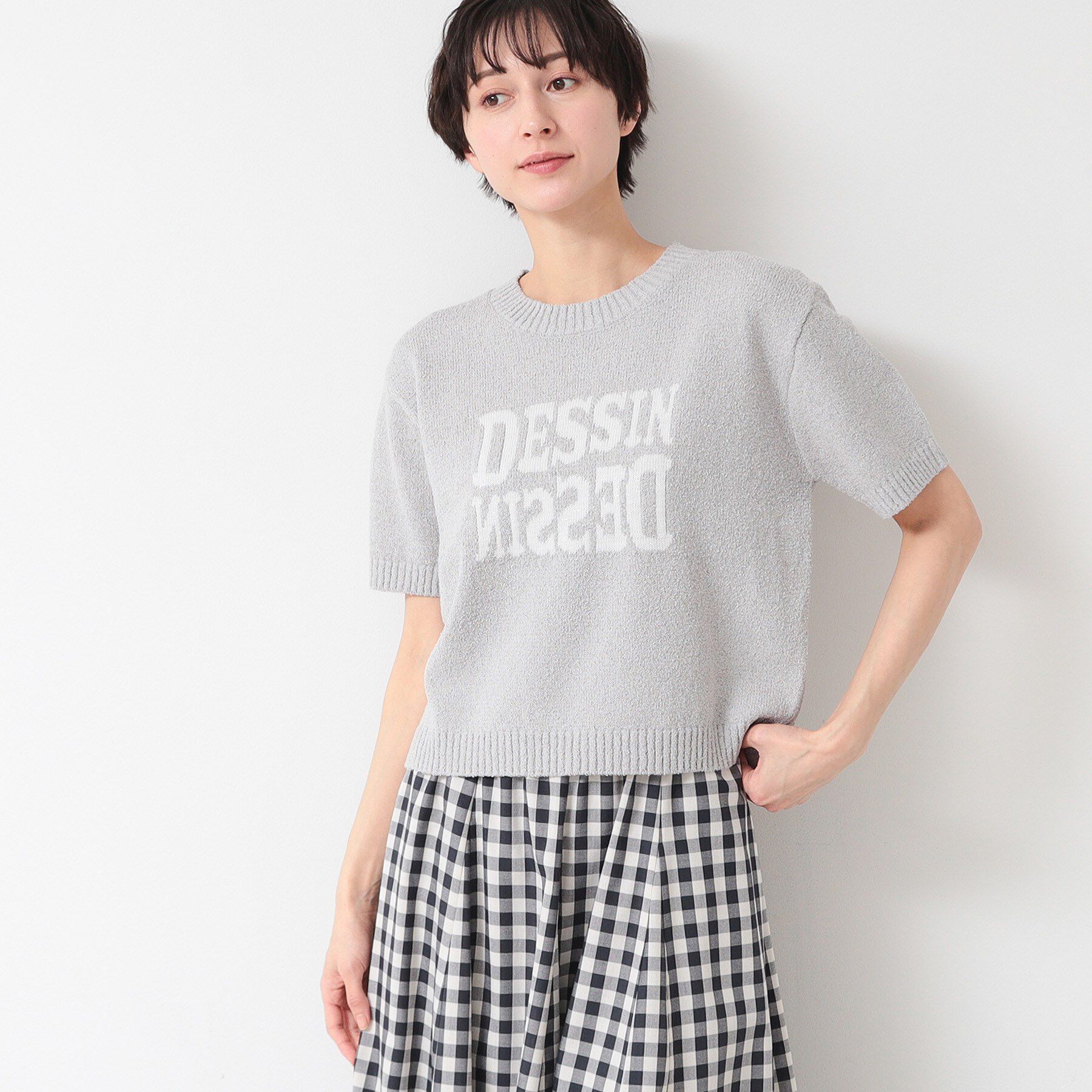 Dessin「【洗える】ロゴジャカード半袖ニット（S～L）」|ニット・セーター|