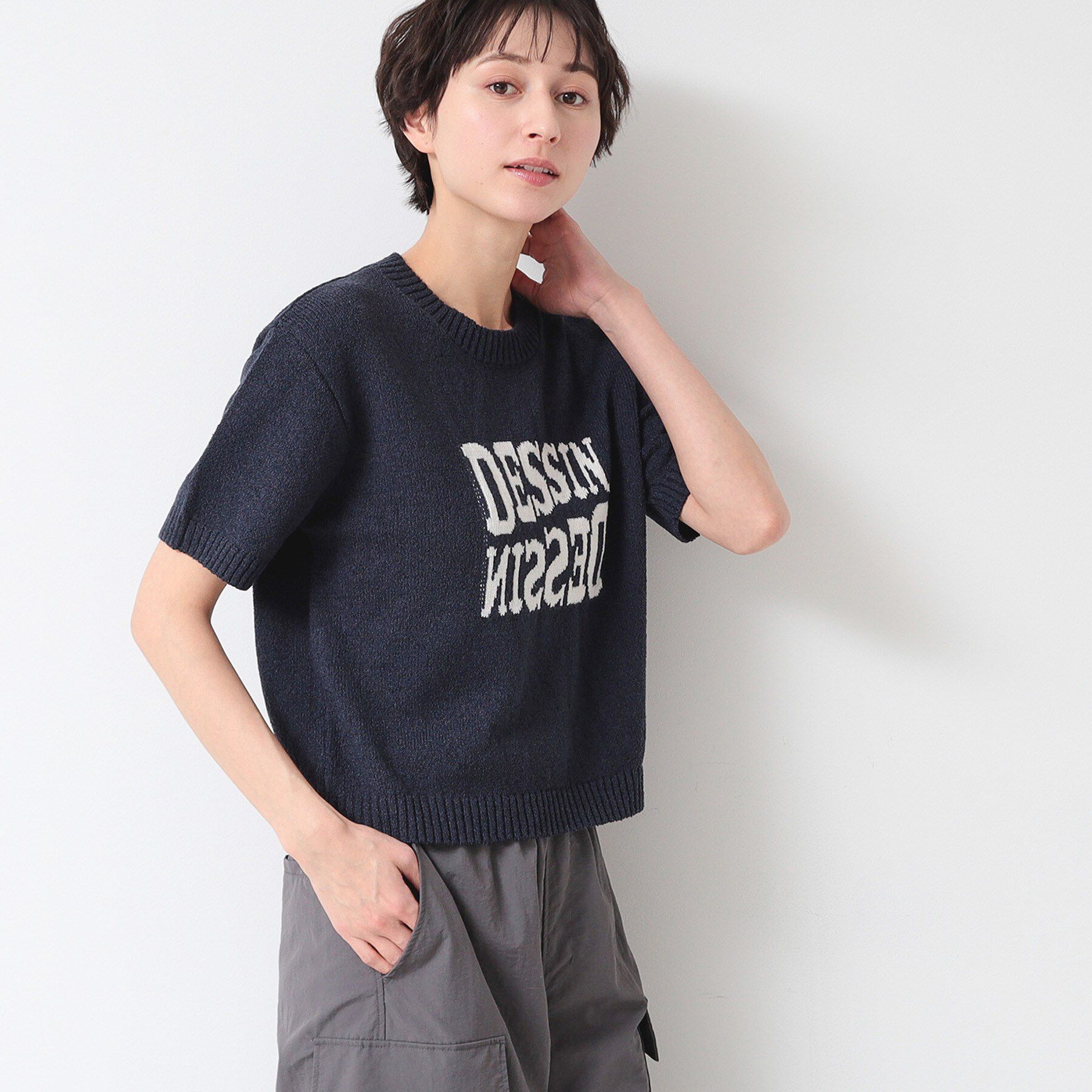 Dessin「【洗える】ロゴジャカード半袖ニット（S～L）」|ニット・セーター|