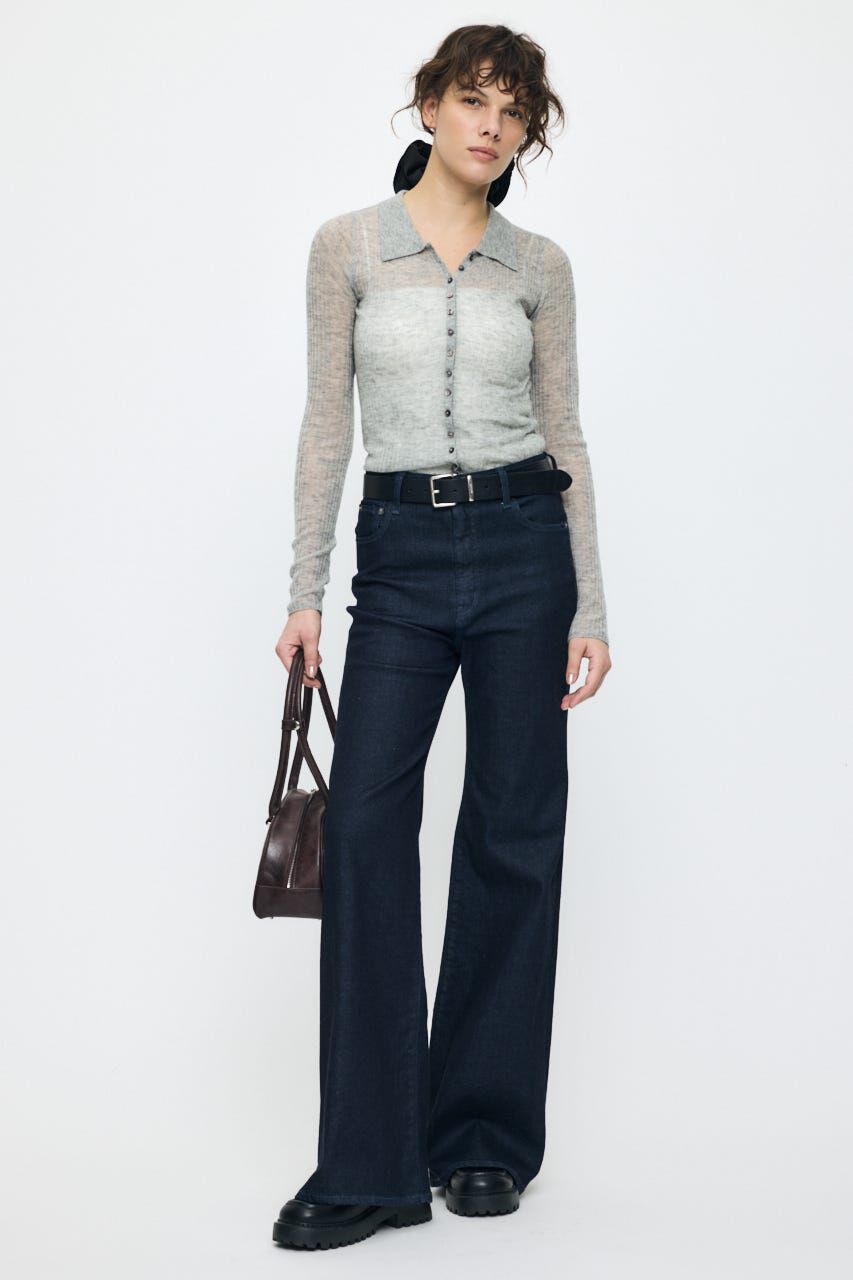 MOUSSY「SHEER KNIT SHIRT シャツ」|ニット・セーター|