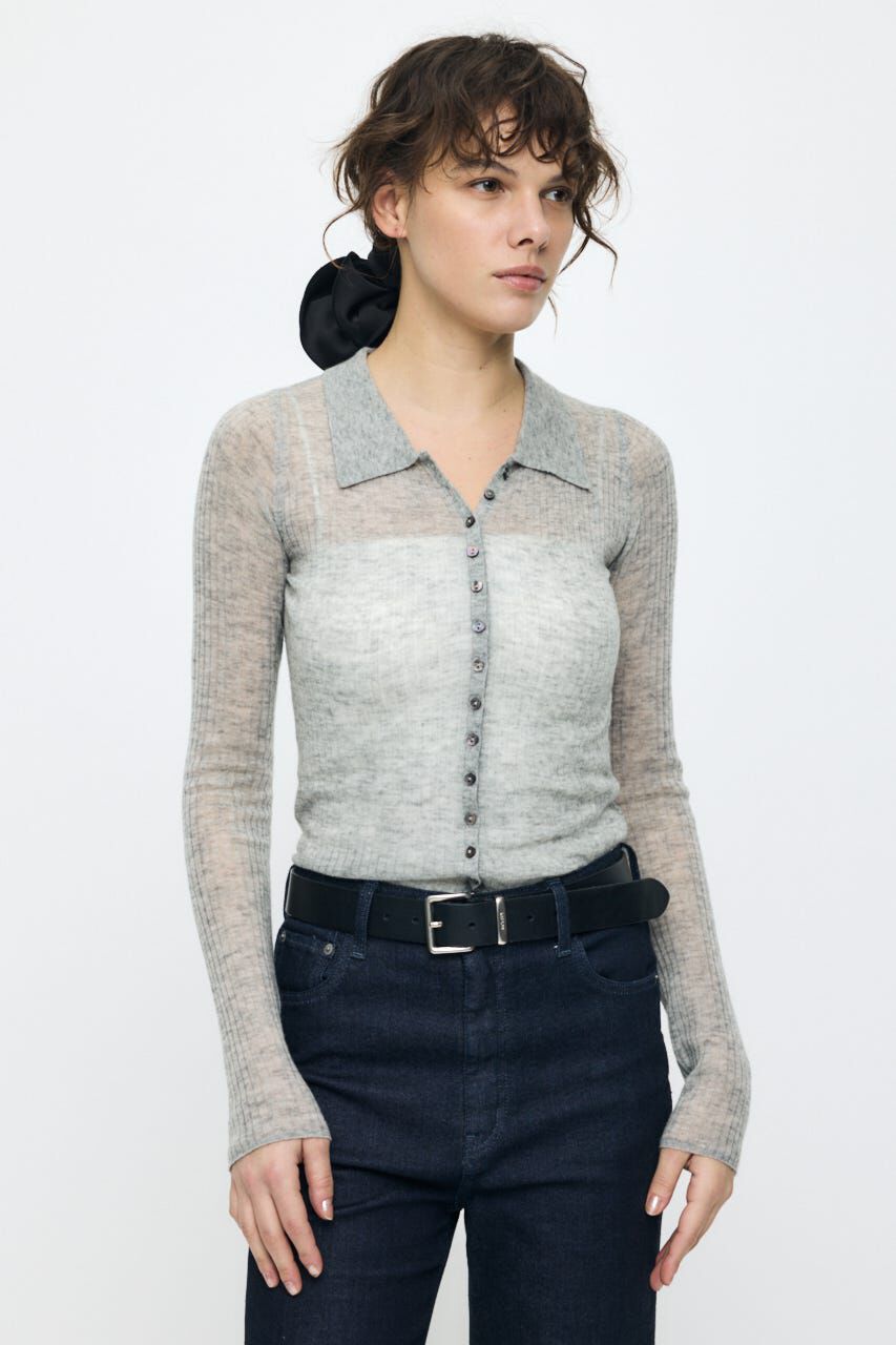 MOUSSY「SHEER KNIT SHIRT シャツ」|ニット・セーター|