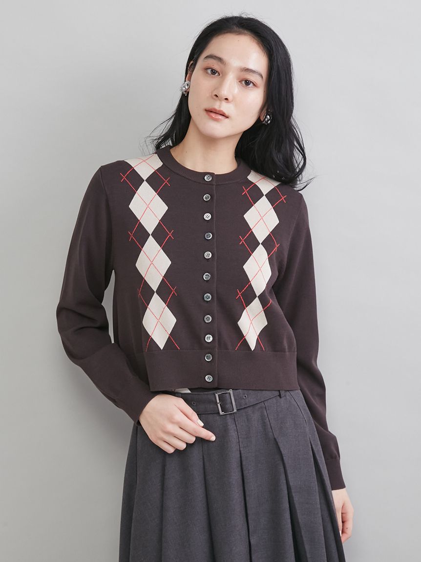 Mila Owen「シェル釦デザインクロップドニットカーディガン」|カーディガン|