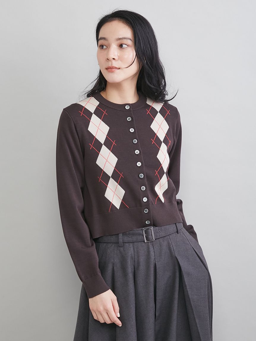 Mila Owen「シェル釦デザインクロップドニットカーディガン」|カーディガン|