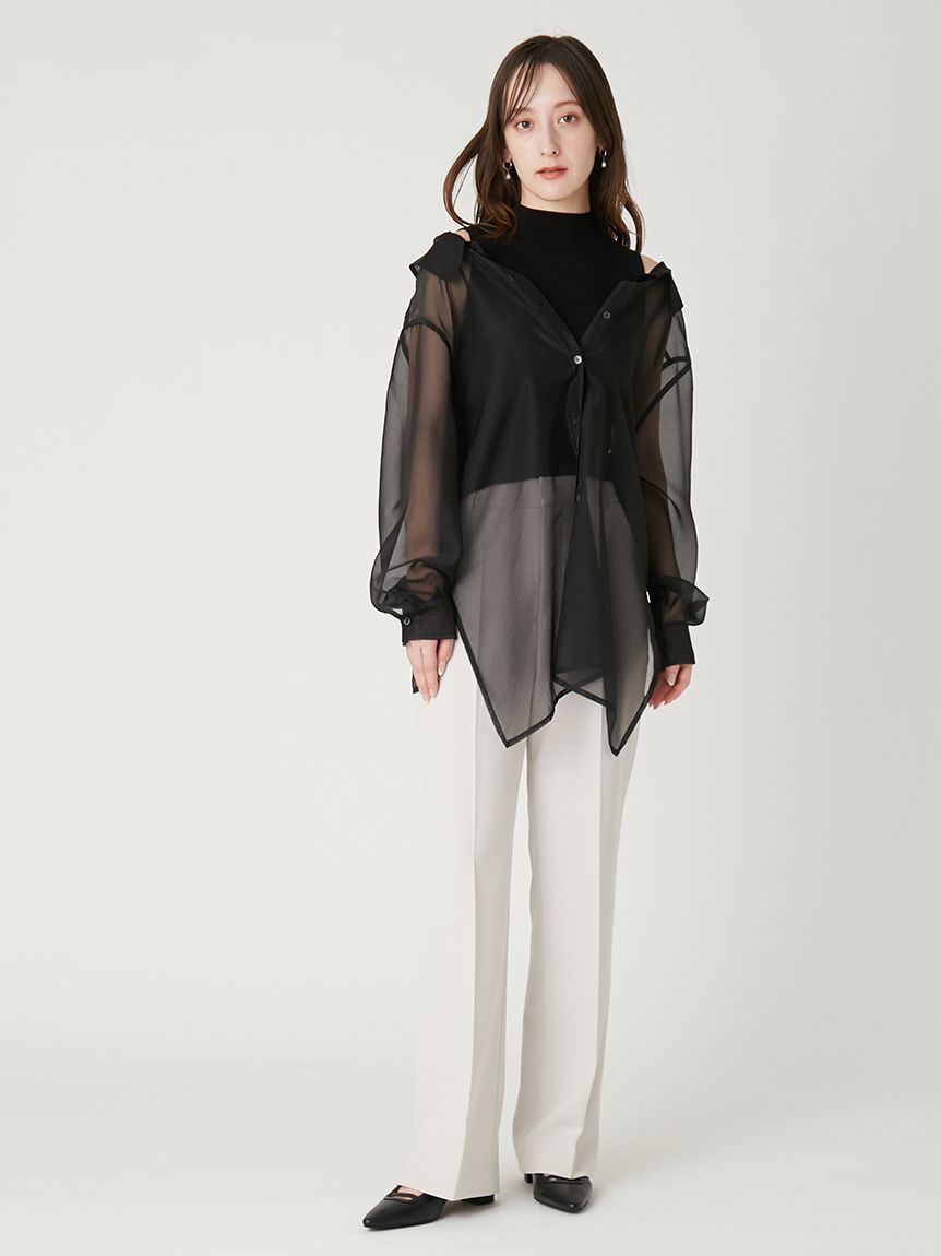 FRAY I.D「【00サイズあり】センタープレスセミフレアーパンツ／ウォッシャブル・防シワ・接触冷感」|チノ|