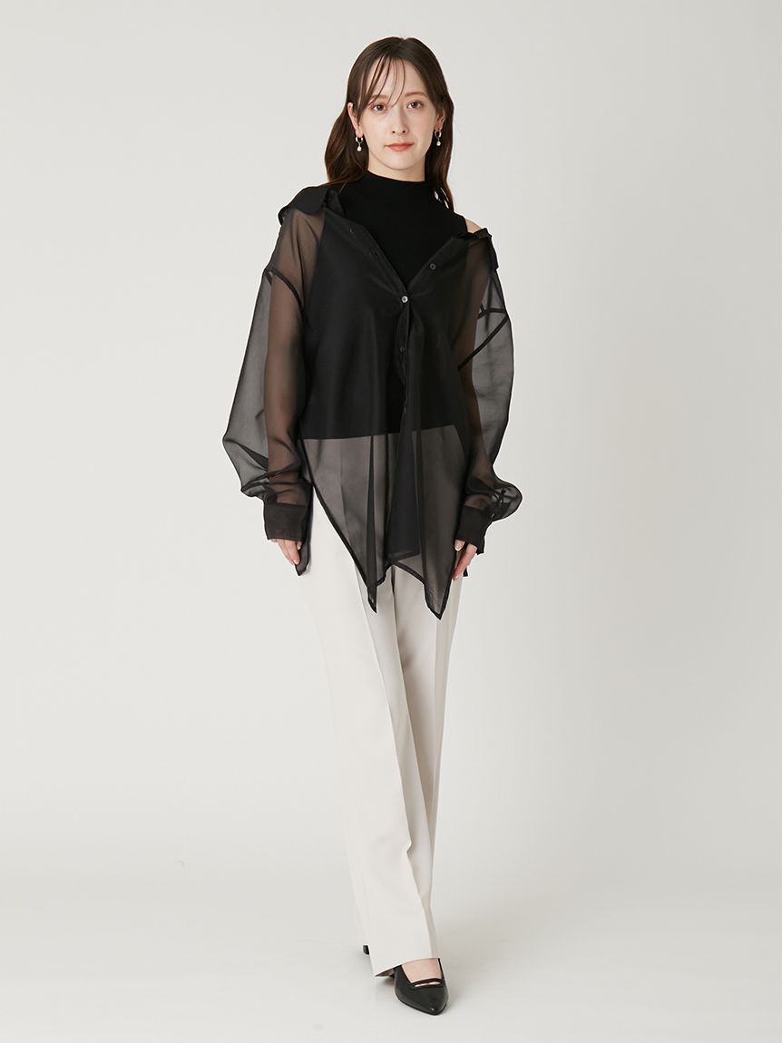 FRAY I.D「【00サイズあり】センタープレスセミフレアーパンツ／ウォッシャブル・防シワ・接触冷感」|チノ|