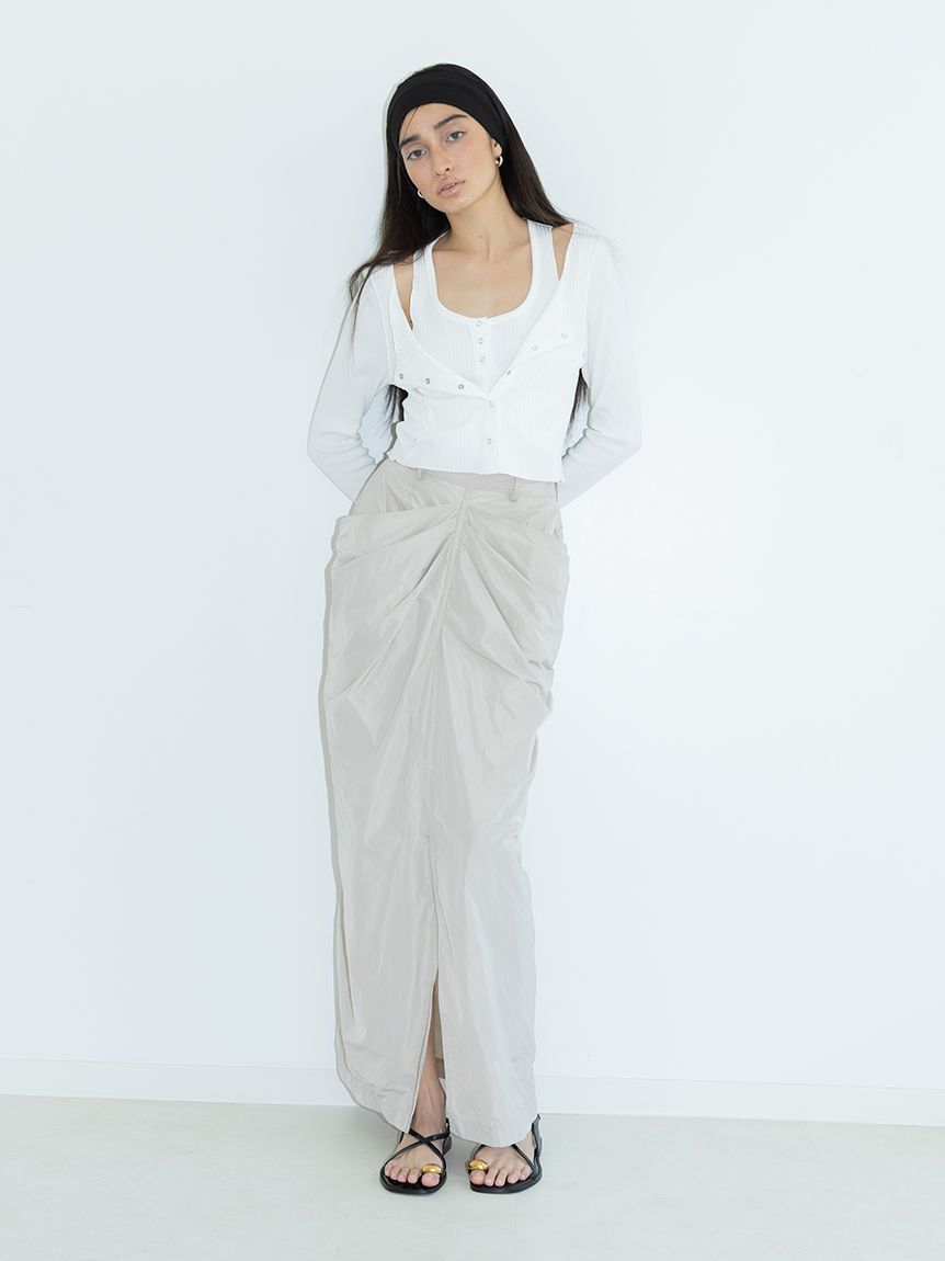 styling/「【セットアップ対応】レイヤードドレープスカート」|スカート|