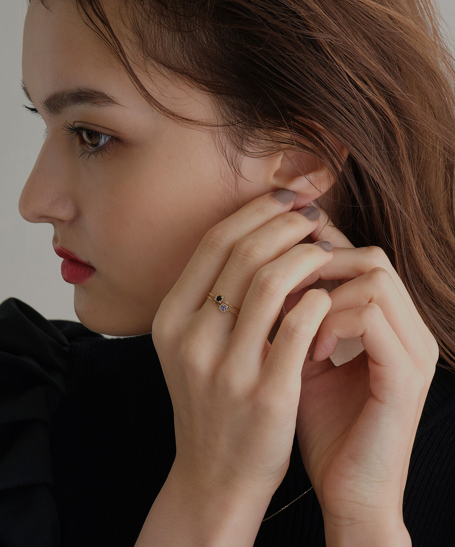 JUPITER「【K10】天然石チェーンリング/12月誕生石/タンザナイト」|リング|