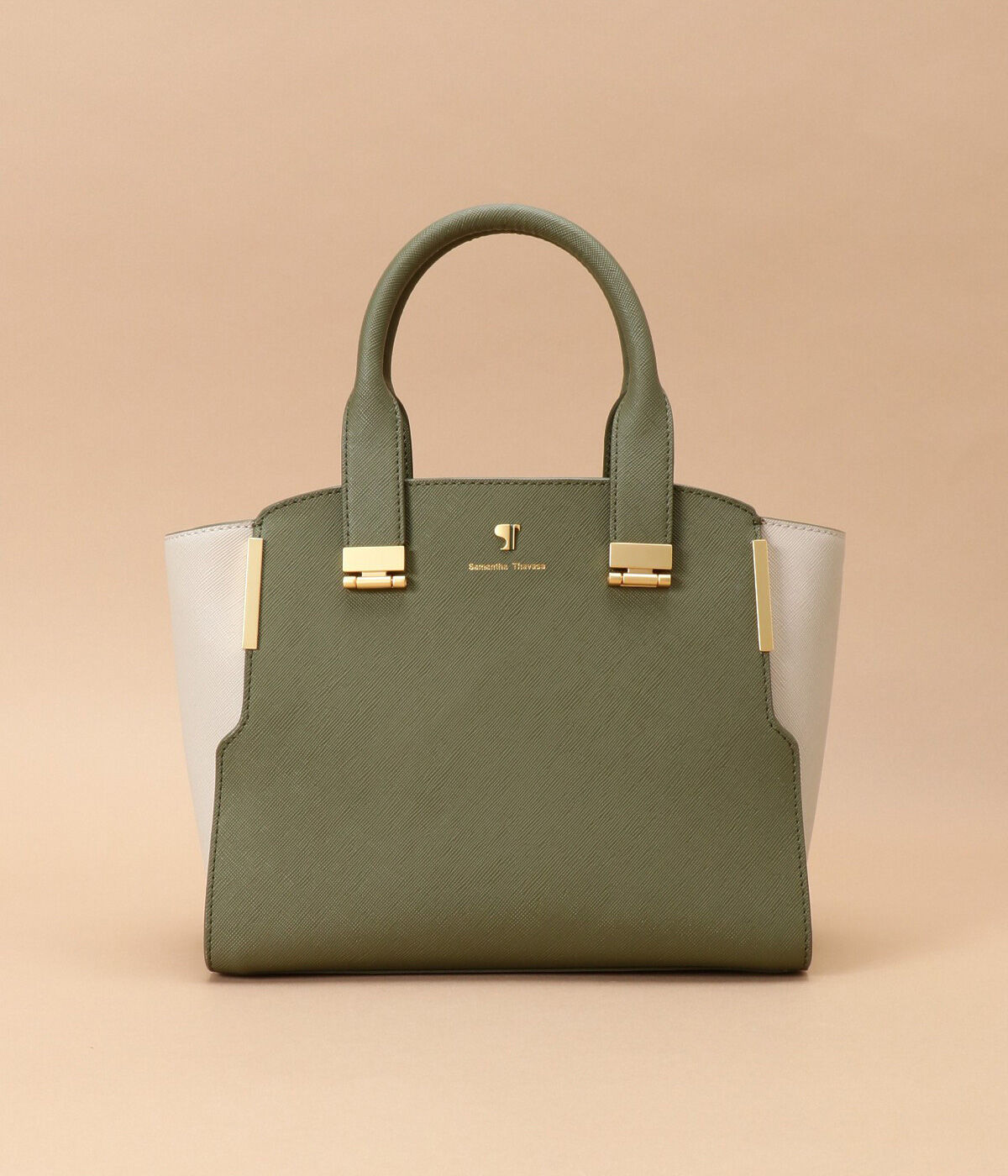 Samantha Thavasa「Pomme d'espoir ポムディスポワール バイカラーハンドルバッグ」|ハンドバッグ|カーキ