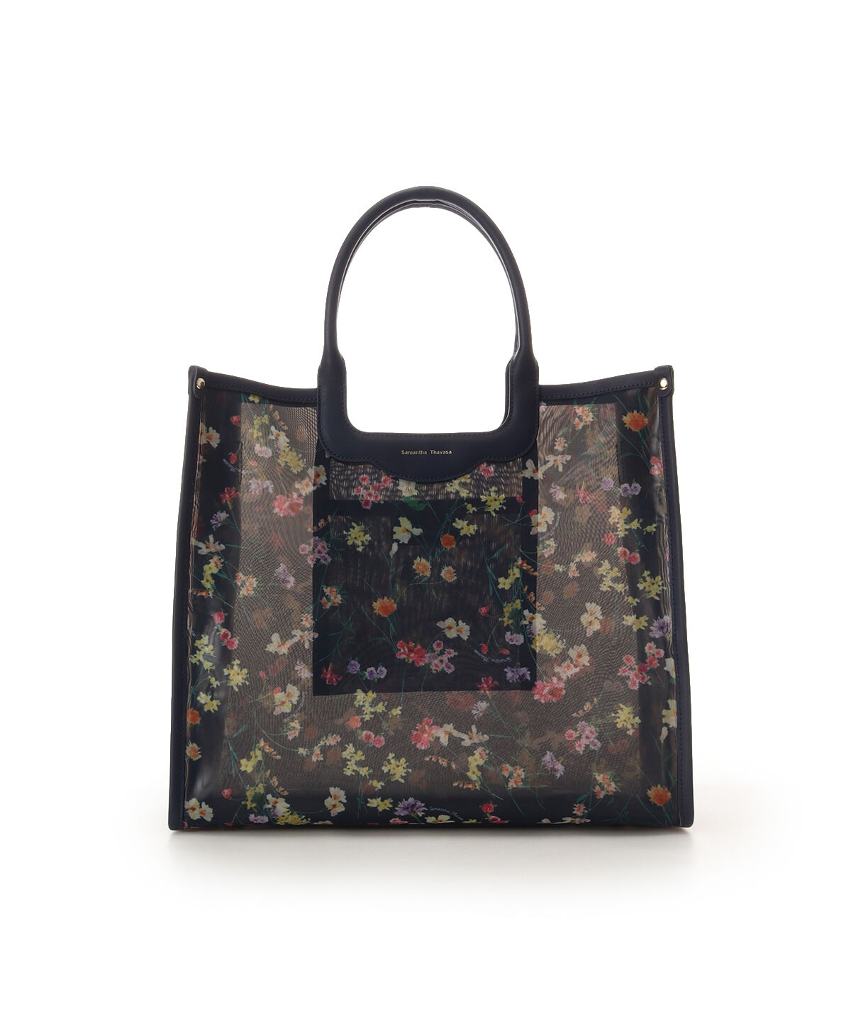 Samantha Thavasa「フラワーモチーフチュール トートバッグ」|トートバッグ|ネイビー