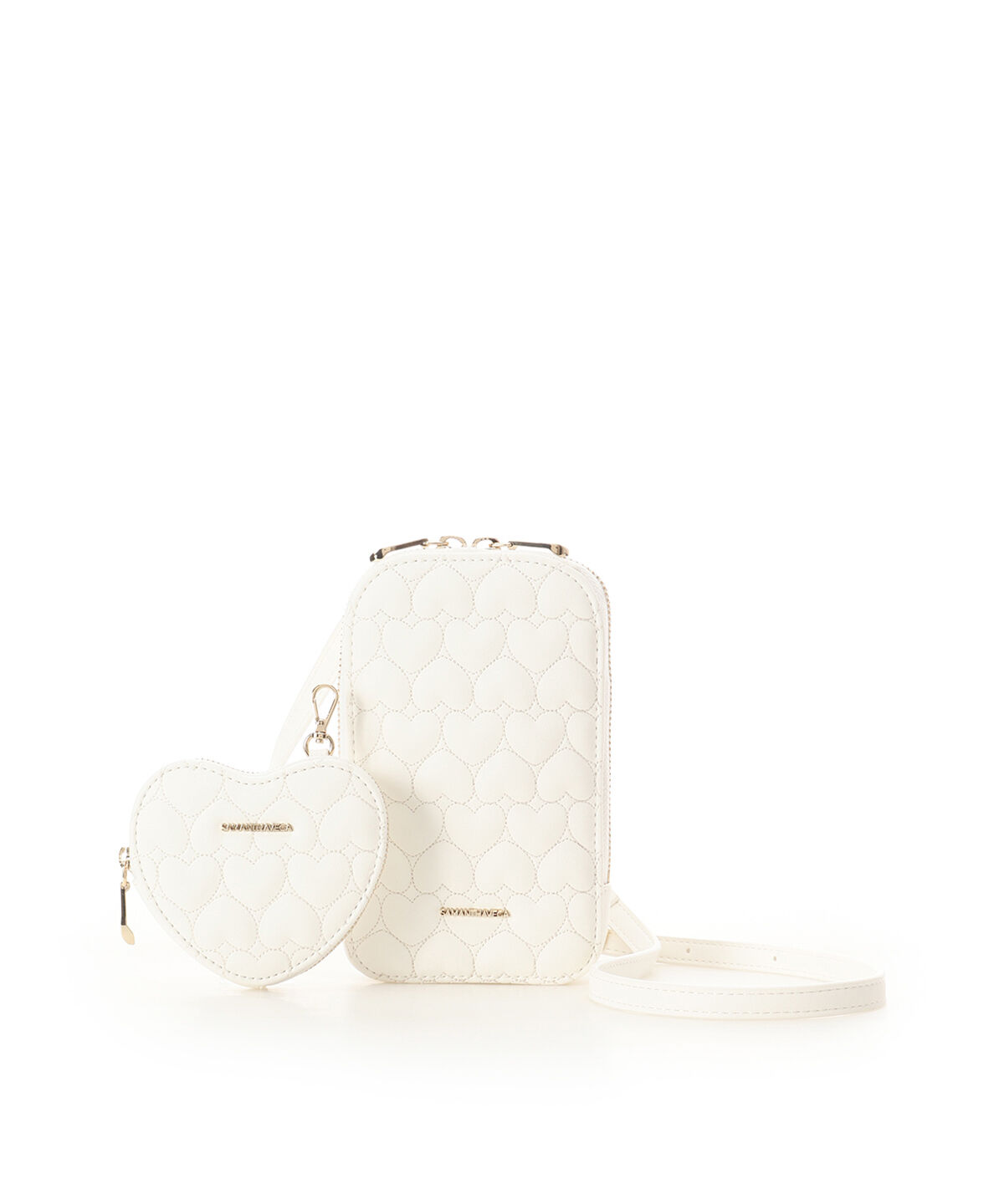 Samantha Vega「エターナルハートキルトスマホショルダー」|ショルダー・メッセンジャー|ホワイト