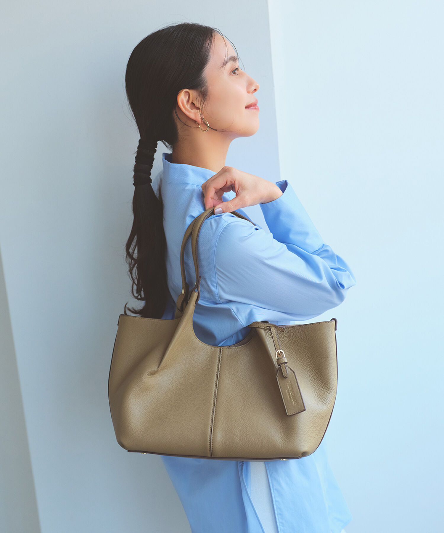 TOPKAPI TREASURE「【TREASURE TOPKAPI】ソフトレザー センターステッチ 2way トートバッグ 」|トートバッグ|グレージュ