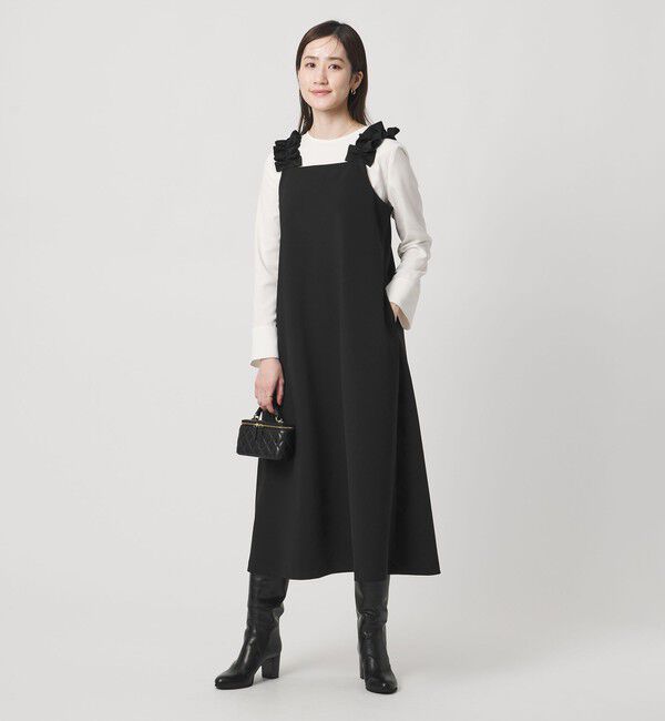 UNITED ARROWS「LIGHT PONGY フリル ワンピース」|ワンピース|BLACK