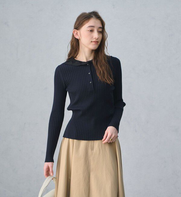 UNITED ARROWS「セーラー エンブロイダリー リブニット ‐ウォッシャブル‐」|ニット・セーター|