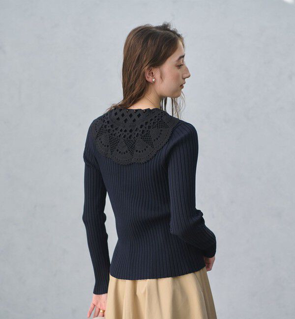 UNITED ARROWS「セーラー エンブロイダリー リブニット ‐ウォッシャブル‐」|ニット・セーター|