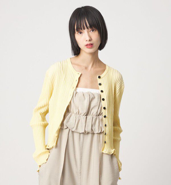 EMMEL REFINES「＜EMMEL REFINES＞EM HW リブボタン ウェーブヘム カーディガン」|カーディガン|YELLOW
