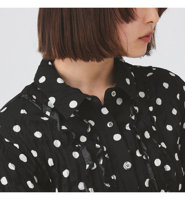 Ray BEAMS 「ドット クリンクル フリル シャツ」|シャツ・ブラウス|