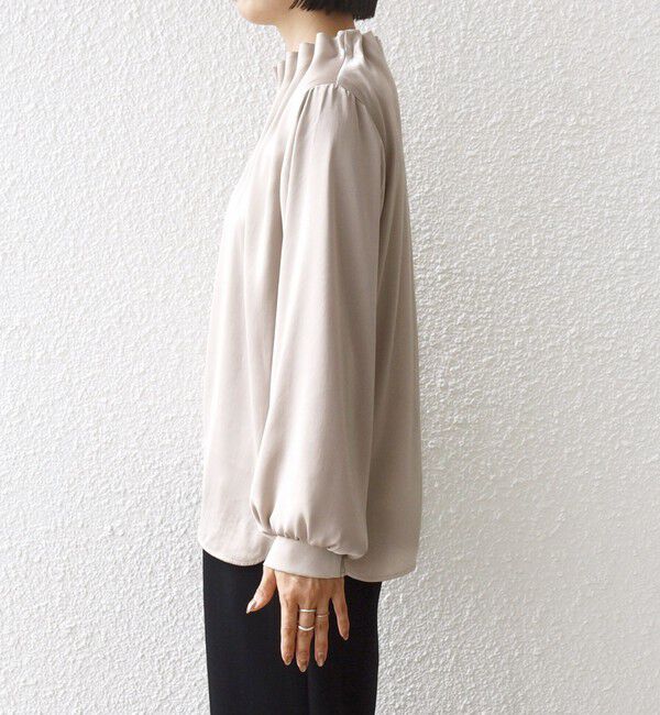 SHIPS for women「【一部WEB限定】〈手洗い可能〉ヴィンテージ サテン ネック ギャザー ブラウス」|シャツ・ブラウス|