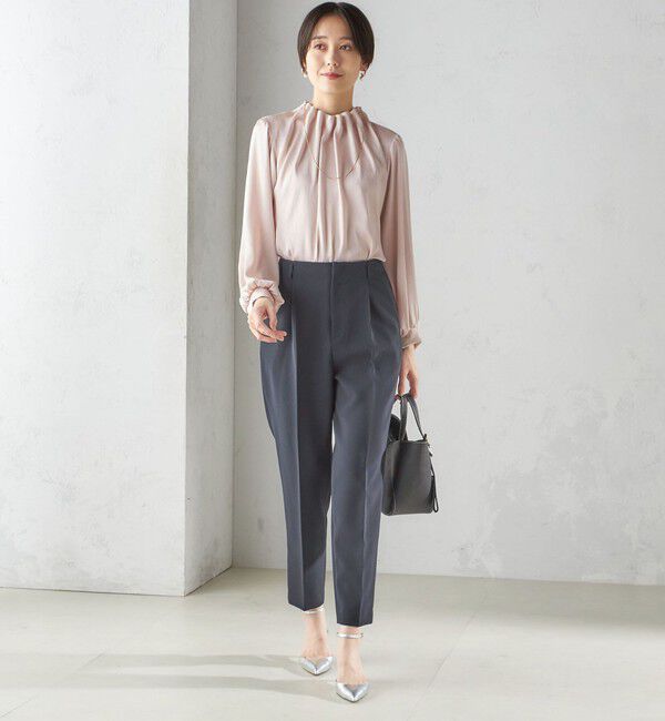 SHIPS for women「【一部WEB限定】〈手洗い可能〉ヴィンテージ サテン ネック ギャザー ブラウス」|シャツ・ブラウス|