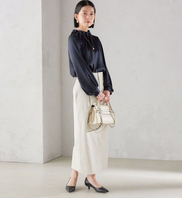 SHIPS for women「【一部WEB限定】〈手洗い可能〉ヴィンテージ サテン ネック ギャザー ブラウス」|シャツ・ブラウス|