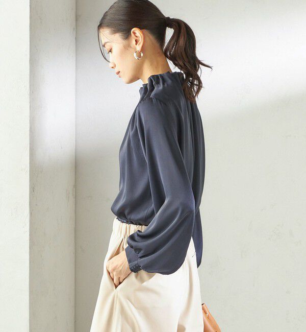 SHIPS for women「【一部WEB限定】〈手洗い可能〉ヴィンテージ サテン ネック ギャザー ブラウス」|シャツ・ブラウス|