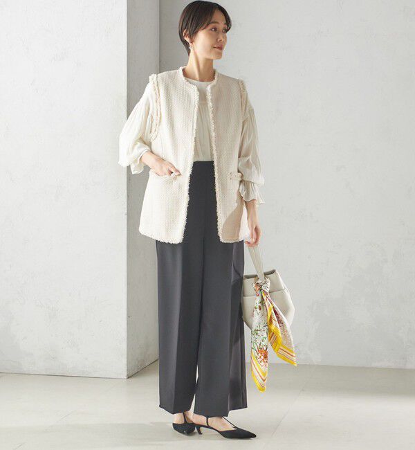 SHIPS for women「スラブ ツイード ロング ジレ（セレモニー対応可）」|ベスト・ジレ|