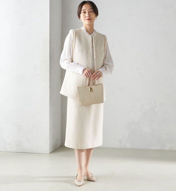 SHIPS for women「スラブ ツイード ロング ジレ（セレモニー対応可）」|ベスト・ジレ|