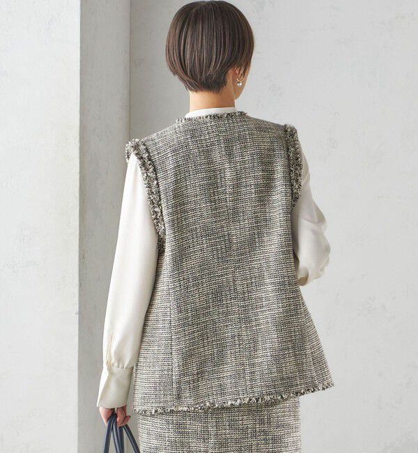 SHIPS for women「スラブ ツイード ロング ジレ（セレモニー対応可）」|ベスト・ジレ|