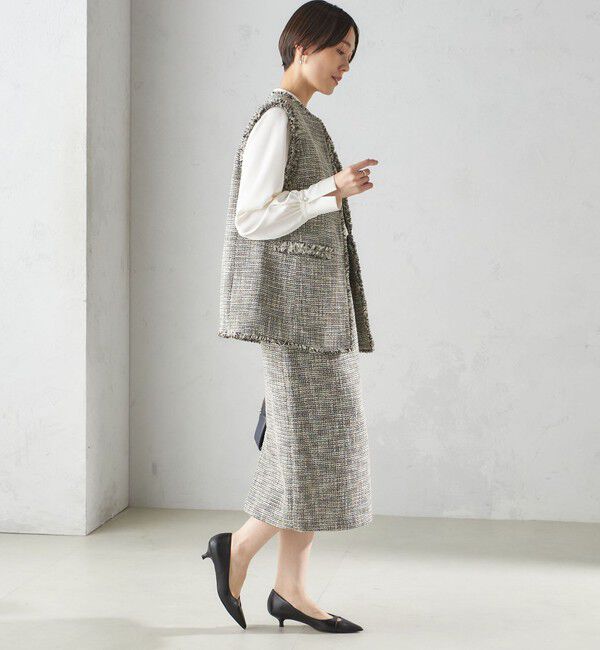 SHIPS for women「スラブ ツイード ロング ジレ（セレモニー対応可）」|ベスト・ジレ|