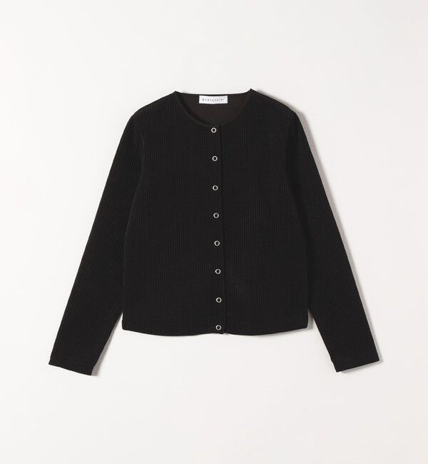 quaranciel「quaranciel:〈洗濯機可能〉ポリエステル ベロア リブ コンパクト スナップ カーディガン」|カーディガン|