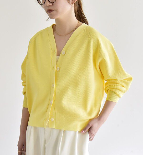 quaranciel「quaranciel:〈手洗い可能〉アゼ Vネック コンパクト ニット カーディガン」|カーディガン|