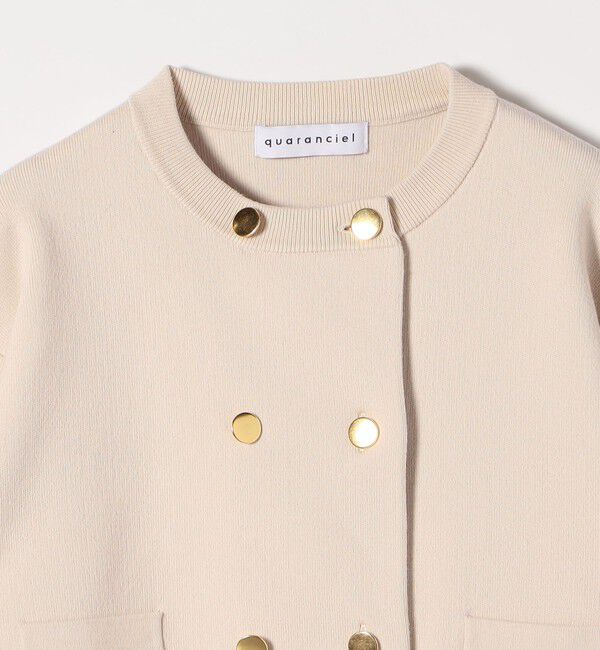 quaranciel「《追加予約》quaranciel:〈手洗い可能〉ノーカラー ダブル ボタン ジャケット カーディガン」|カーディガン|