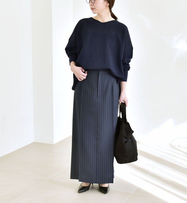 quaranciel「《予約》quaranciel:〈洗濯機可能〉ベルトデザイン Iライン スラックス スカート」|スカート|