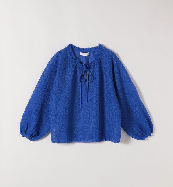 quaranciel「《予約》quaranciel:〈手洗い可能〉レース ジャカード ギャザー リボン プルオーバー」|シャツ・ブラウス|